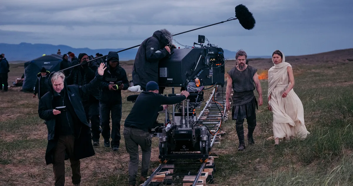 Christopher Nolan on the set of The Odyssey
