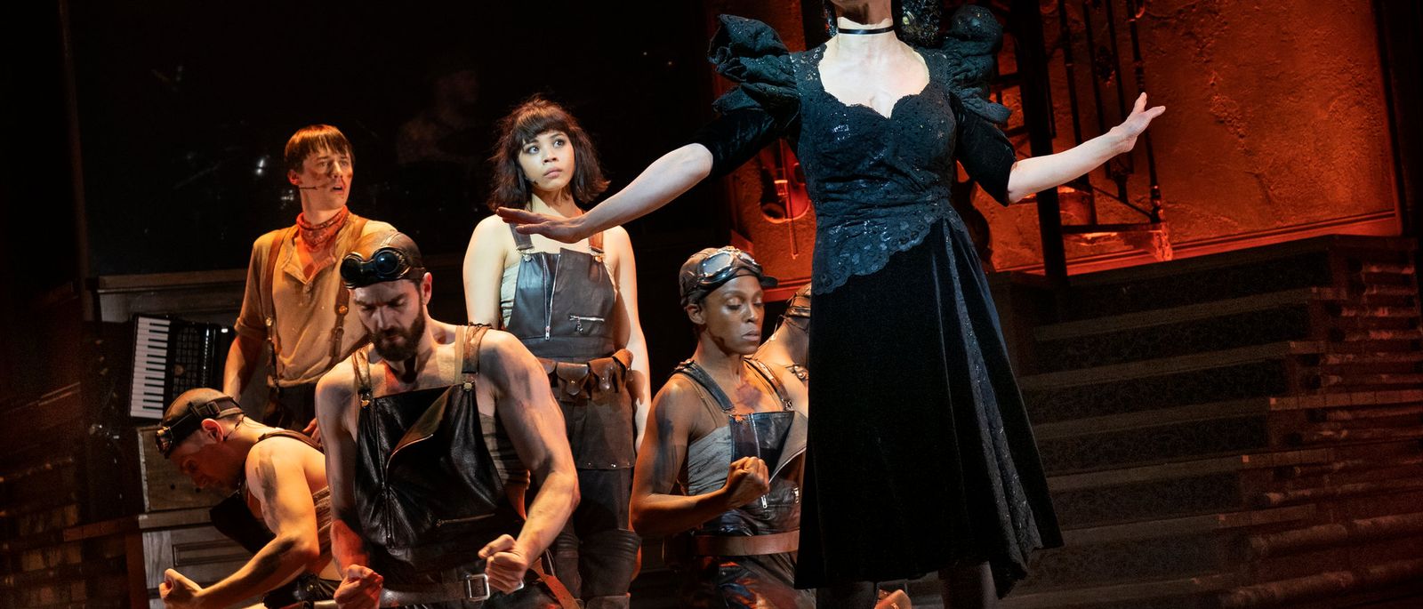 The Hadestown ensemble on stage