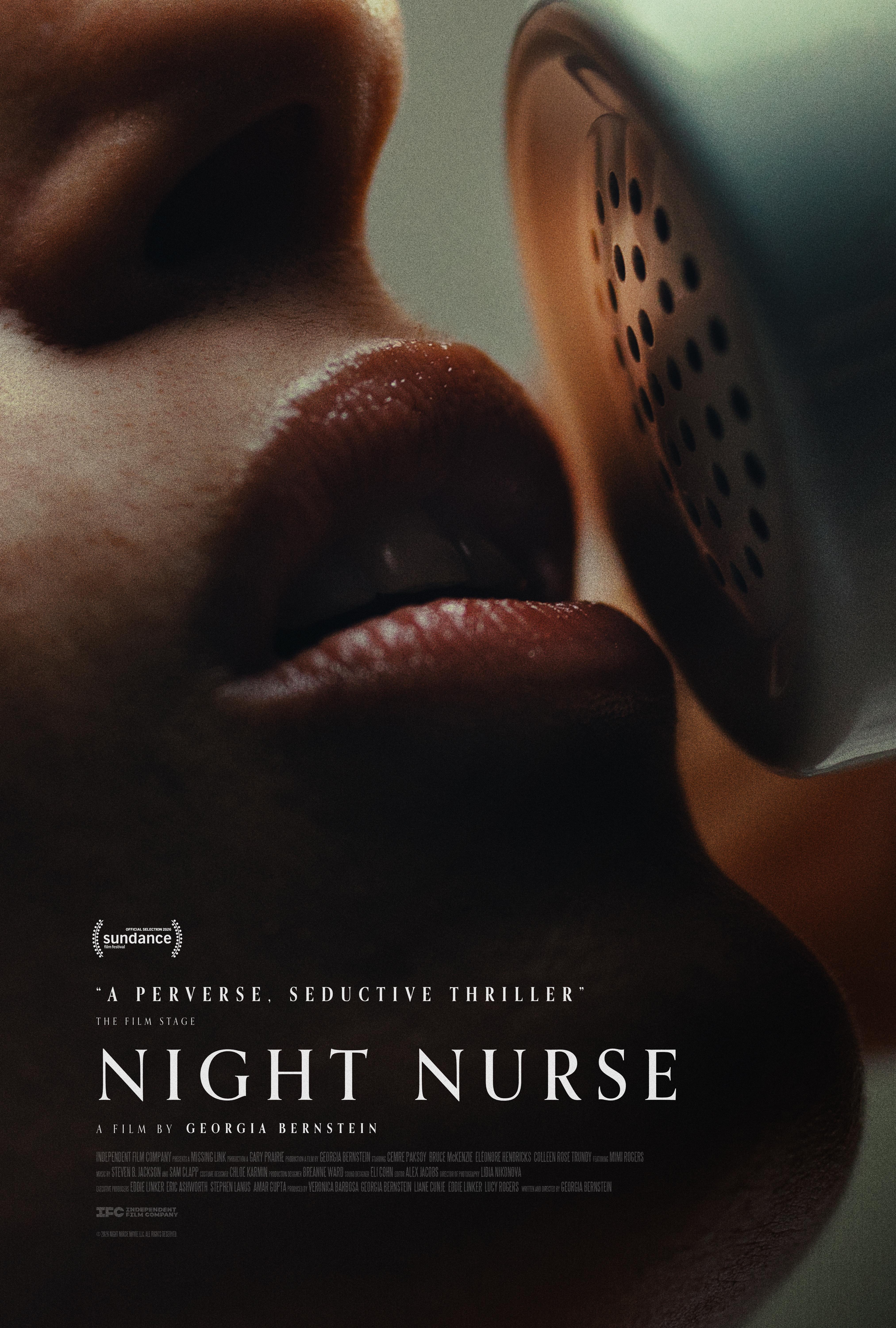 The Night Nurse poster shows a close view of a woman’s lips beside the receiver of a telephone.