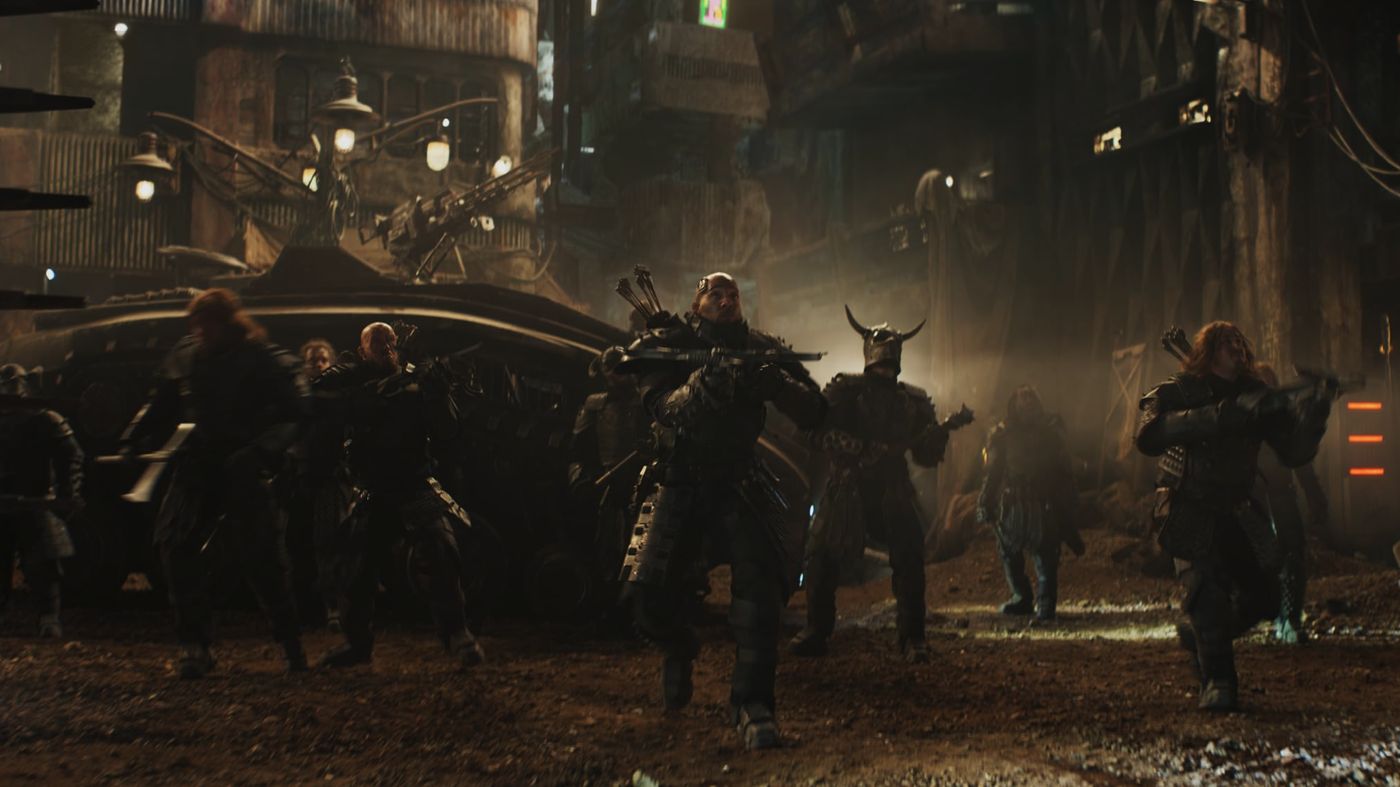 Kara mid-battle, using her powers aggressively